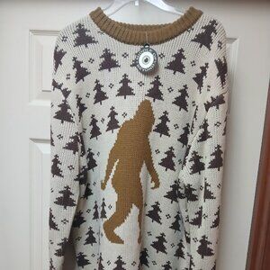 Men's Bigfoot Christmas Sweater Sasquatch Yeti Knit Acrylic Middle of Beyond 2XL